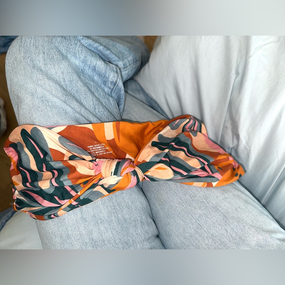 Stone Fox Swim Tropical Print Bandeau Bikini Top